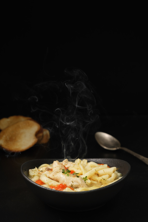 plato calentado con humo